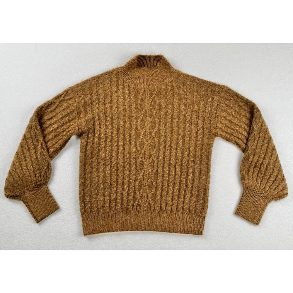 Vince Camuto Women's Cable Knit Mock Neck Sweater Brown XS